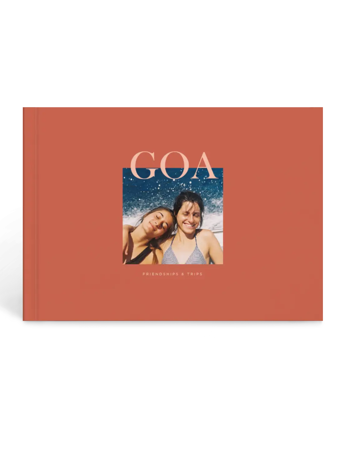 custom Goa travel photo book, friendship vacation album, India trip memories, group travel keepsake