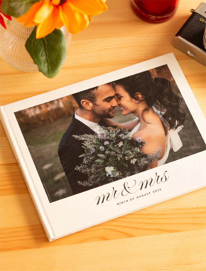 custom couples wedding book, personalized Mr and Mrs album, August wedding memory, luxury photo book