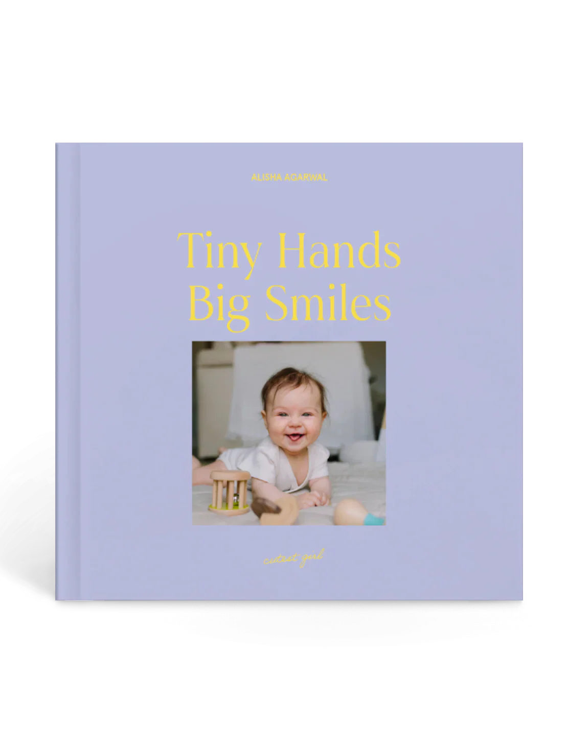 custom name kids album, personalized baby memory book, Tiny Hands Big Smiles, outset girl photo album gift